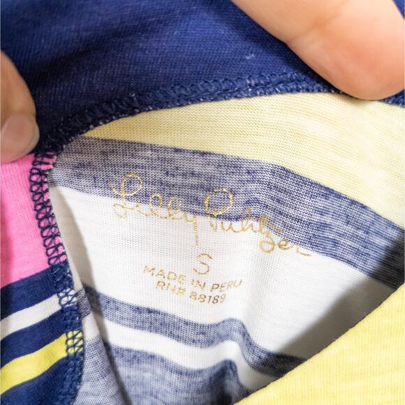 LILLY PULITZER Waverly Top in Sunstripe Multi 3/4 Sleeve Cotton Women's Small - Picture 3 of 5